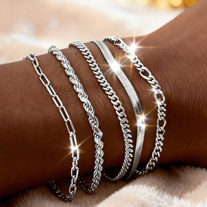 Zilverkleurige Bedelarmbandenset Boho Chic