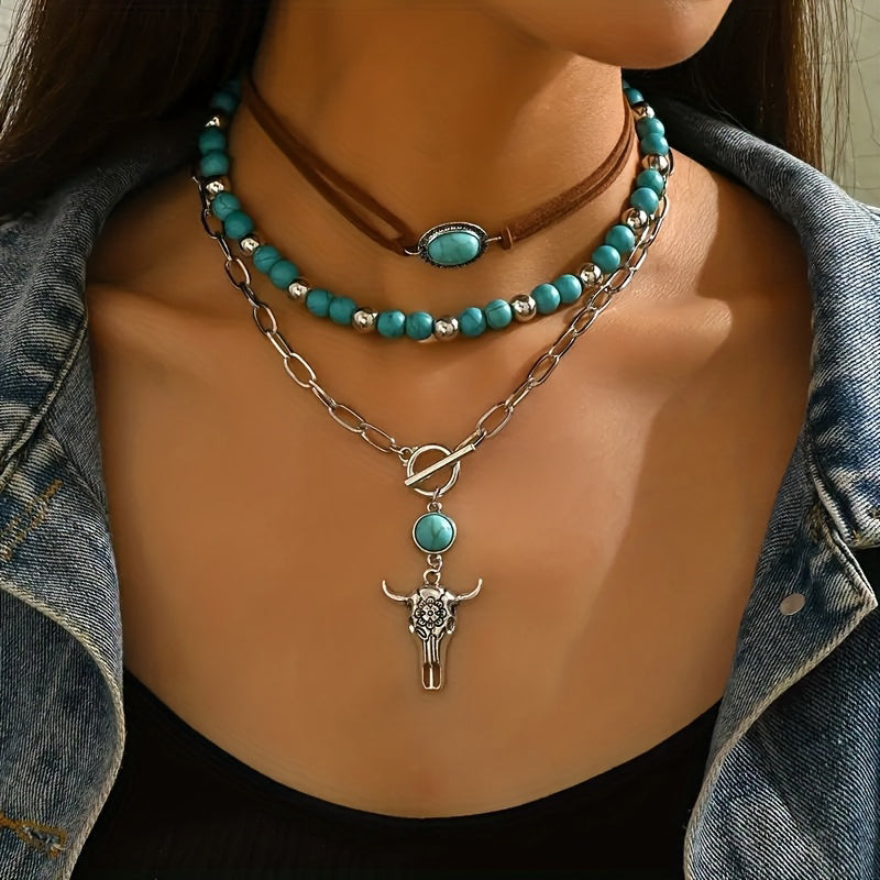 Vintage Boho Ketting met Natuursteen