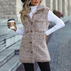 Vintage Teddy Gilet Effen Kleur detail