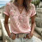 Bloesem Print Top met Retro Uitstraling