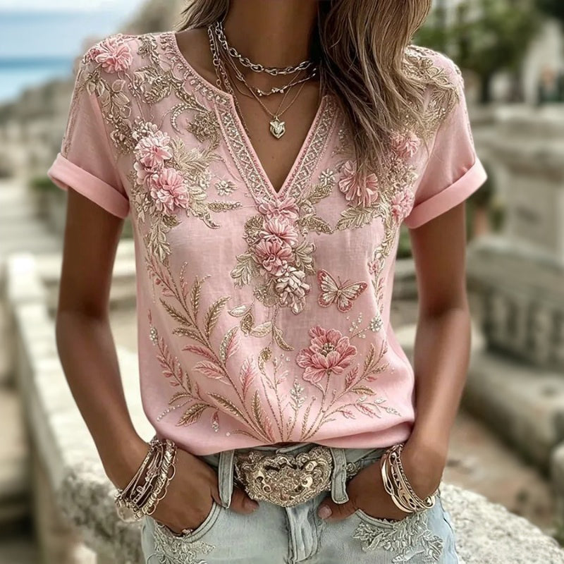 Bloesem Print Top met Retro Uitstraling