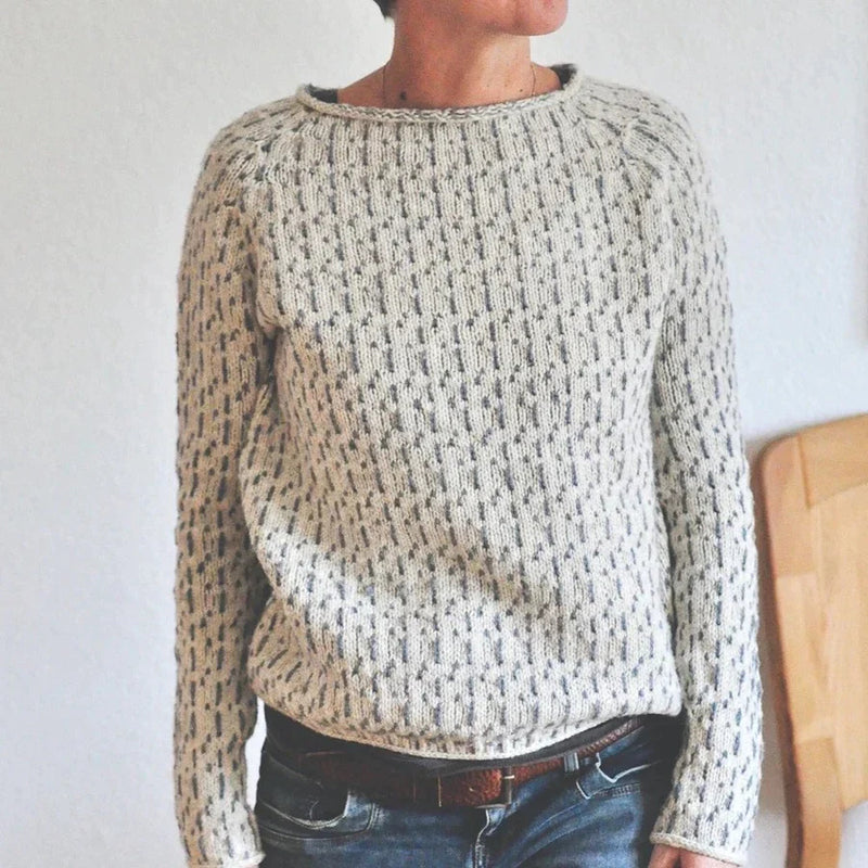 Losvallende Gebreide Pullover met Ronde Hals