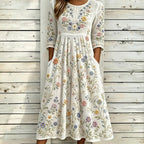 Vintage Bloesem Jurk met Ronde Hals