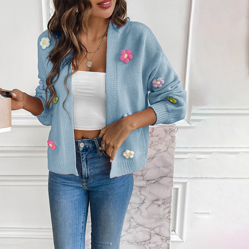 Vintage Gehaakt Vest Met Bloemenmotief detail