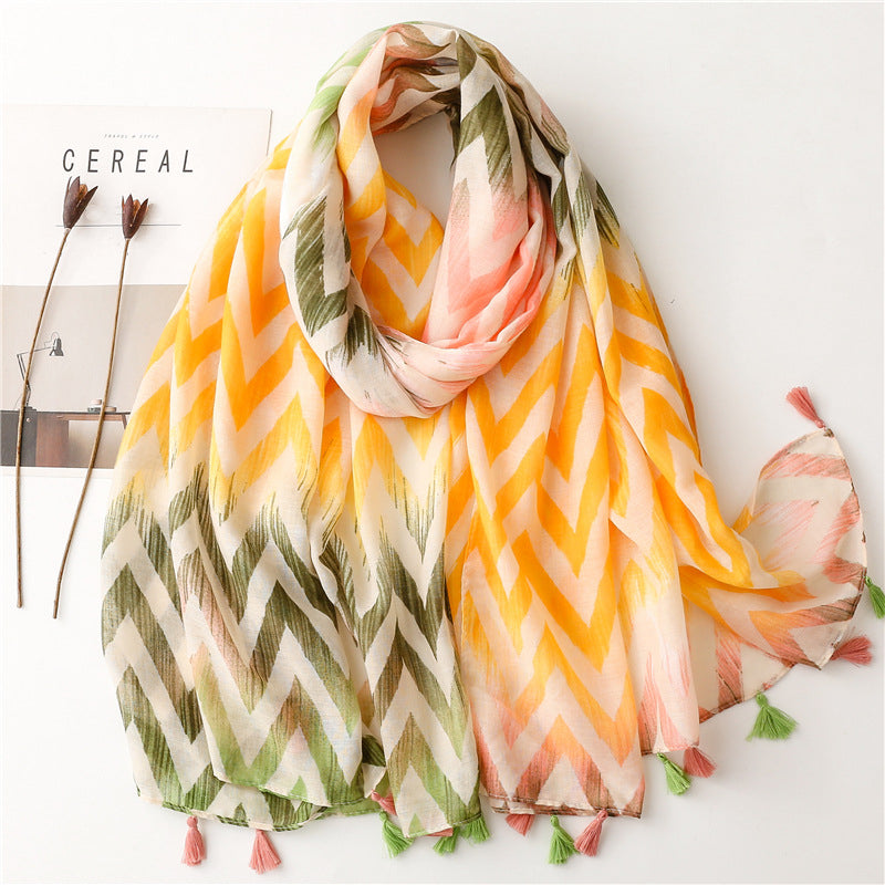 Casual Scarf Med Geometriskt Tryck