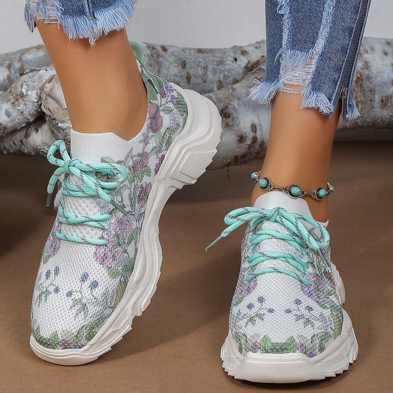 Enkla Sneakers Med Blommönster