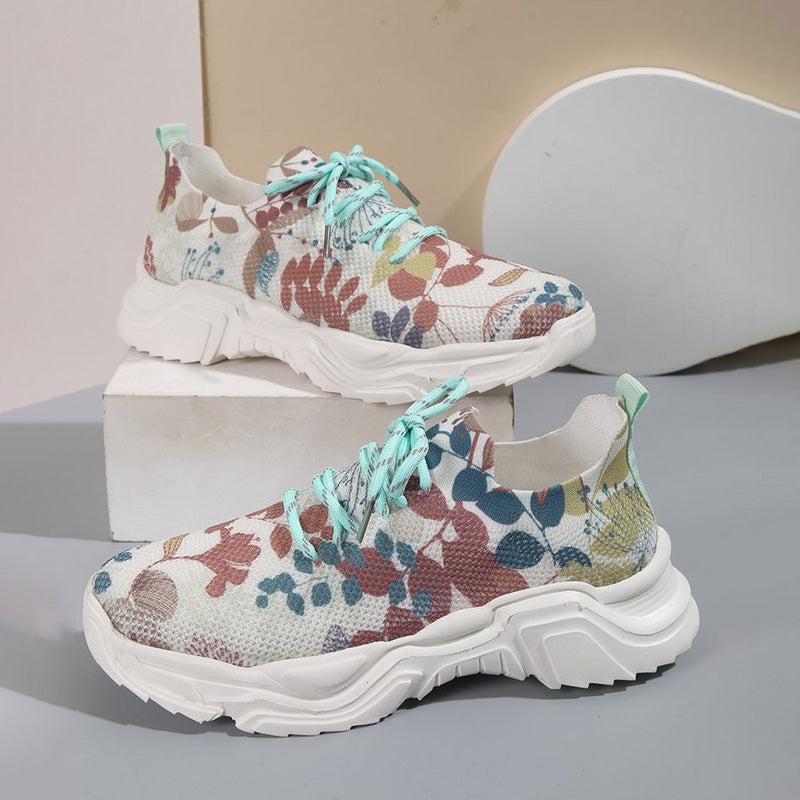 Casual Sneakers Med Blommönster