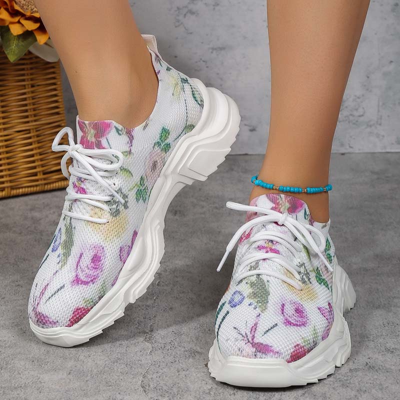 Enkla Sneakers Med Blommönster