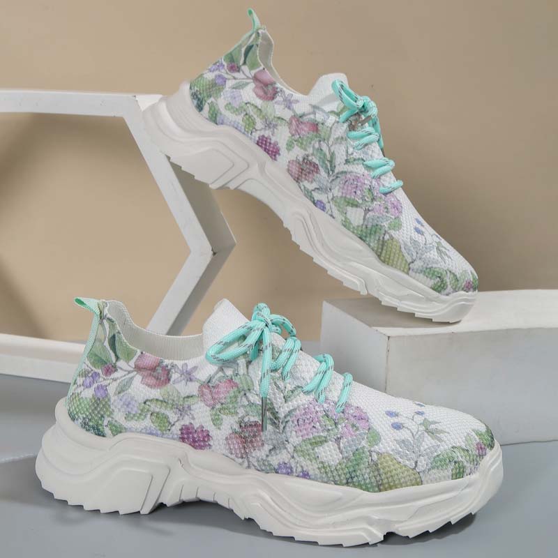 Enkla Sneakers Med Blommönster