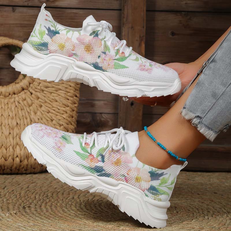 Enkla Sneakers Med Blommönster