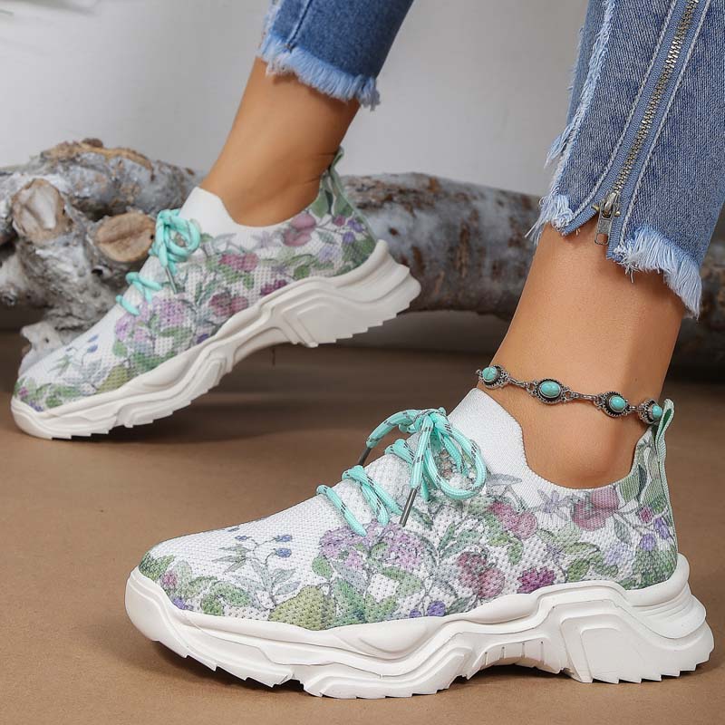 Enkla Sneakers Med Blommönster