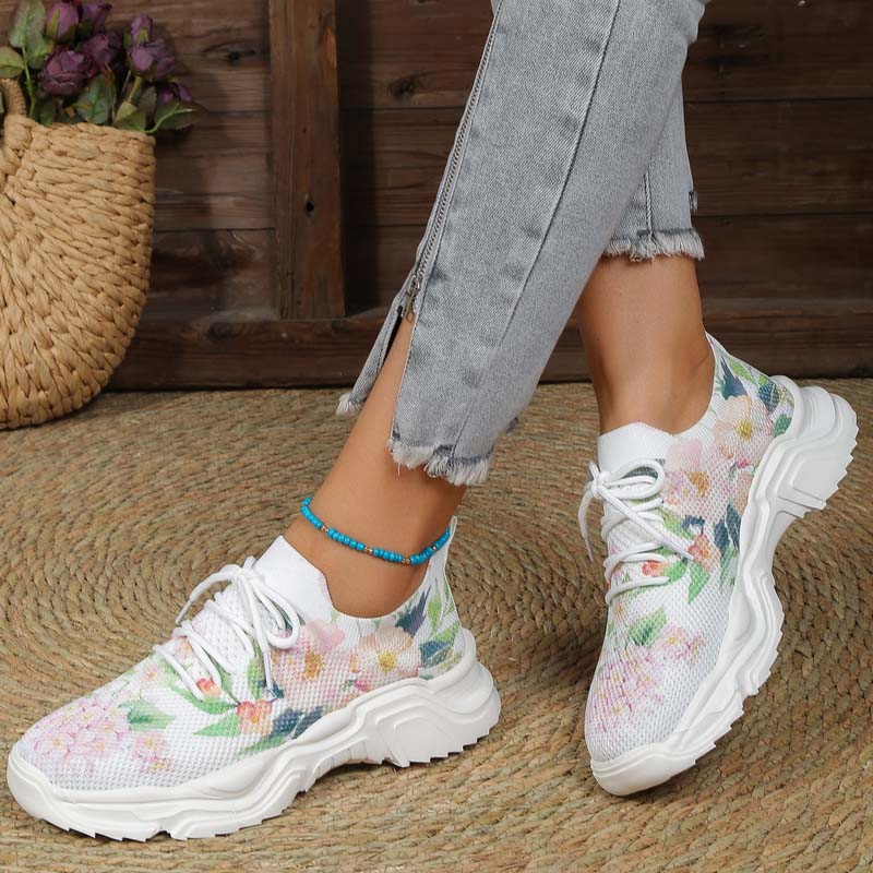 Enkla Sneakers Med Blommönster