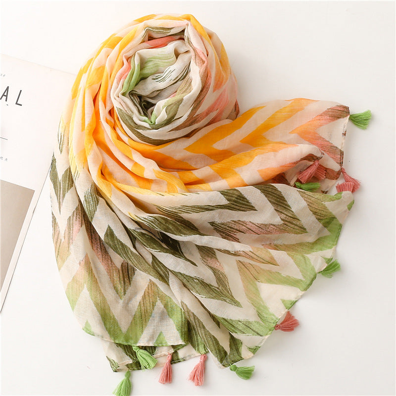 Casual Scarf Med Geometriskt Tryck